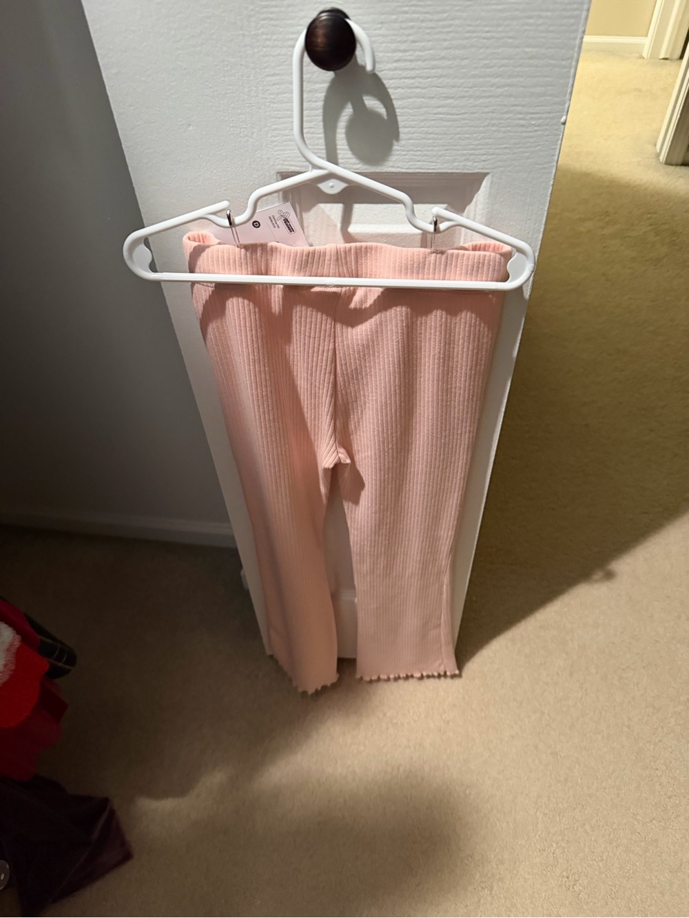 Girl Tucker and Tate pair of pink ribbed knit flare leggings